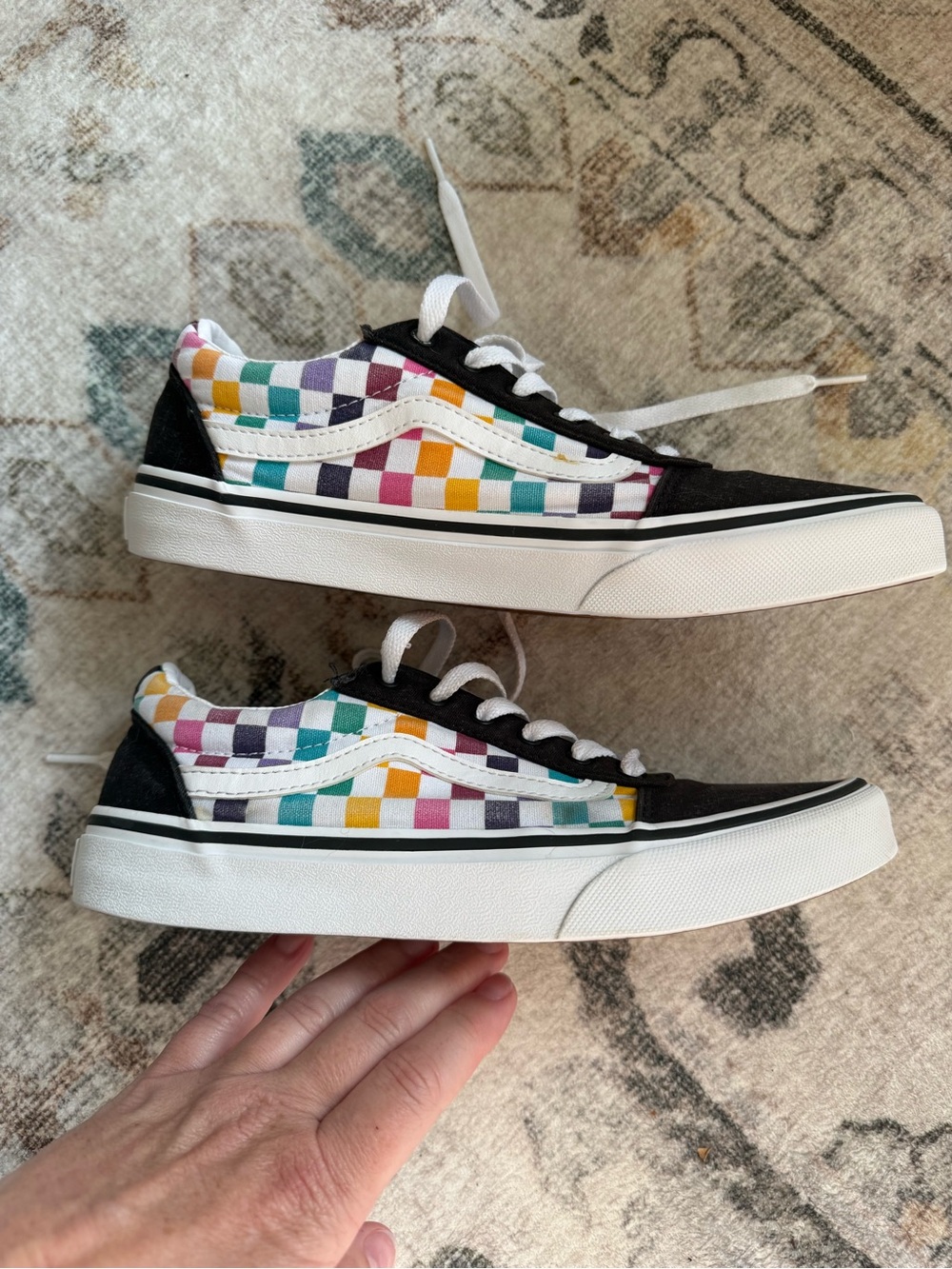 Vans Kids Checkerboard Low-Top Sneakers - Black with Multicolor Squares